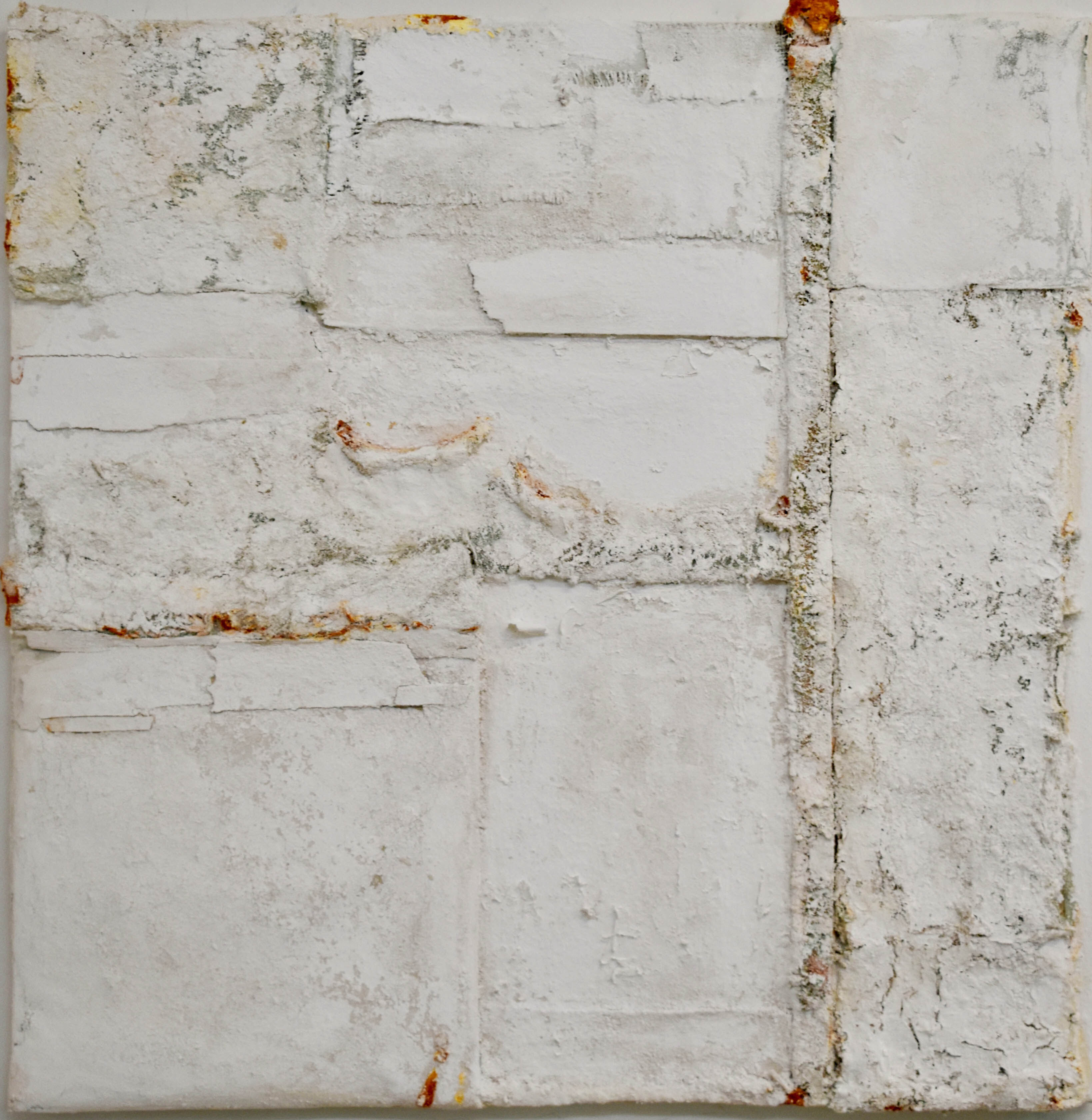 Anna Caione WHITE #7, 2019, Fabric, pigment _ mixed media on canvas, 100cmx100cm