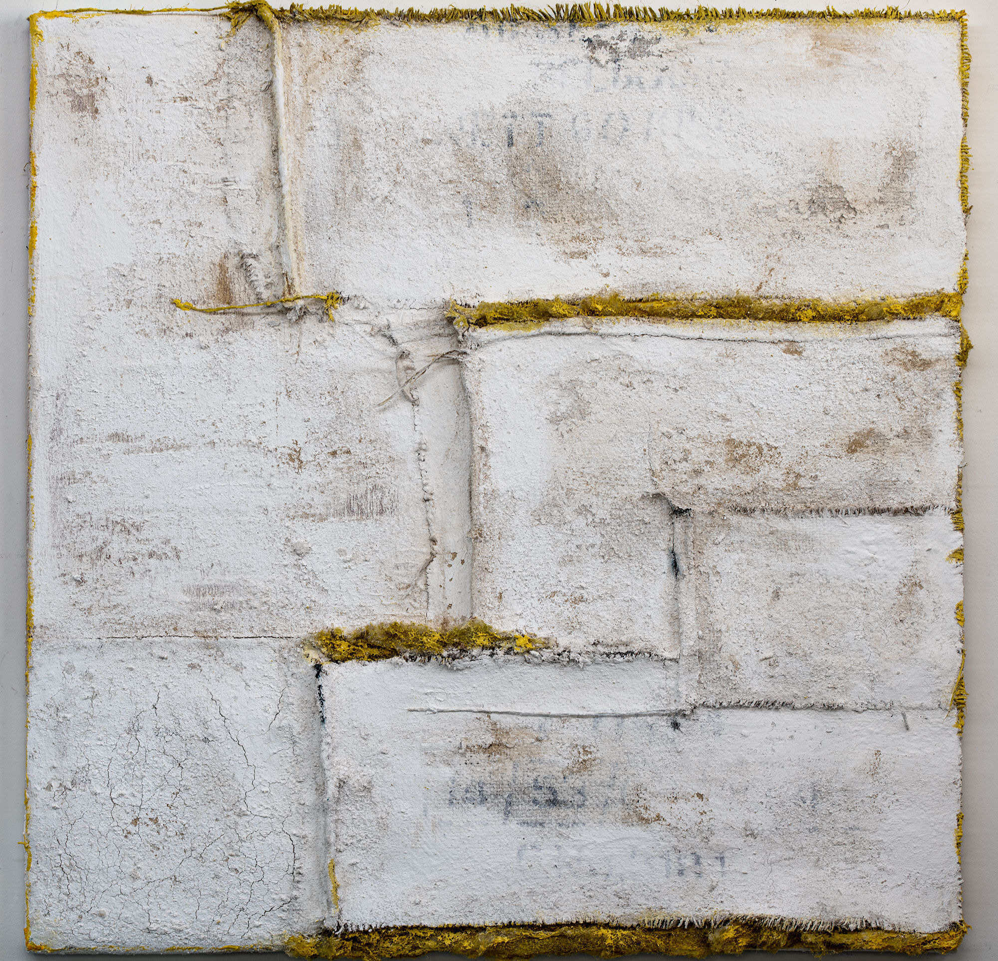 Anna-Caione-White-#13,-2018,-fabric,-pigment-&-mixed-media-on-canvas,-100cmx100cm