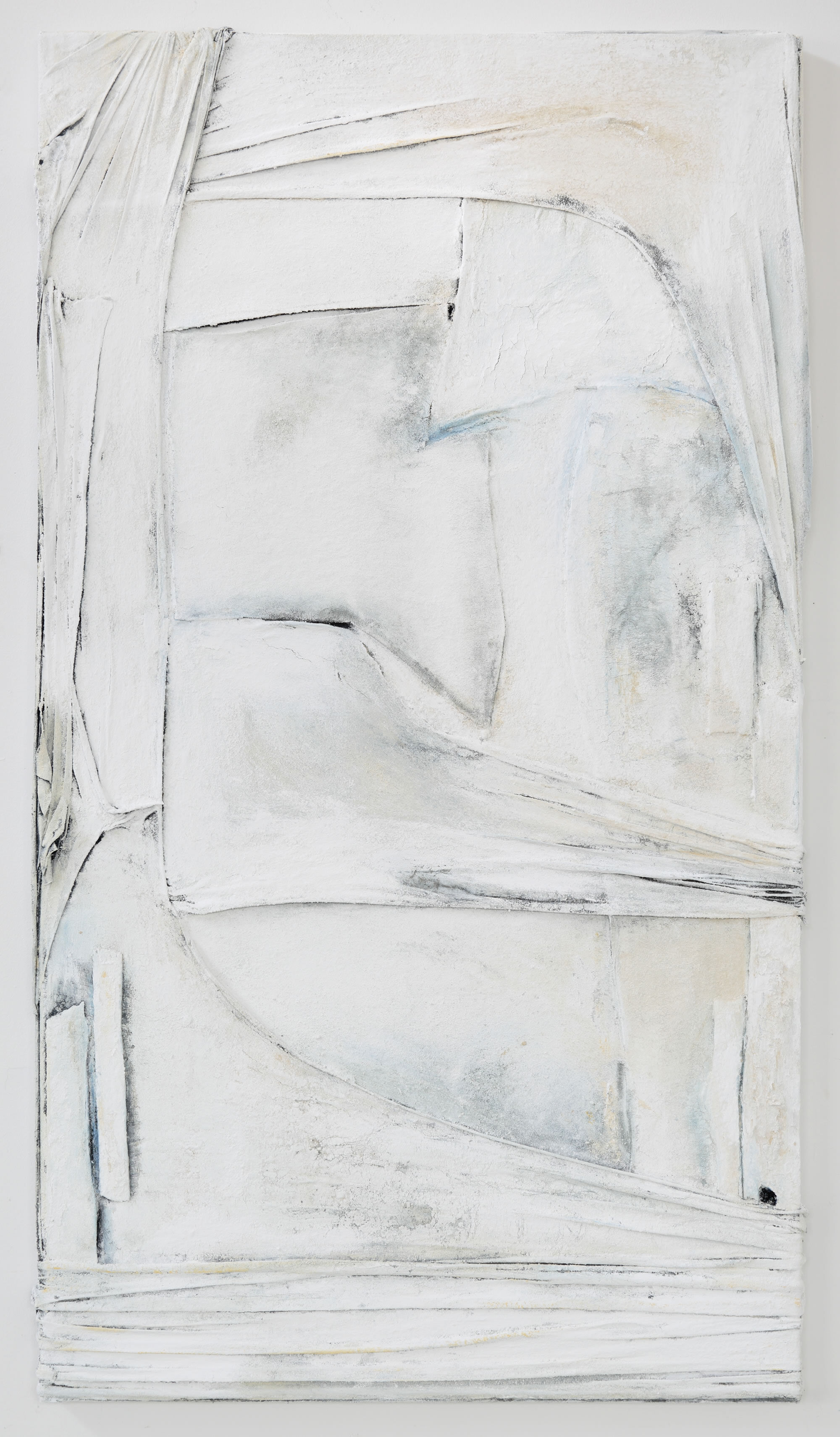4.Anna Caione White On White II, 2018, fabric, pigment _ mixed media on canvas, 92cm x 51cm