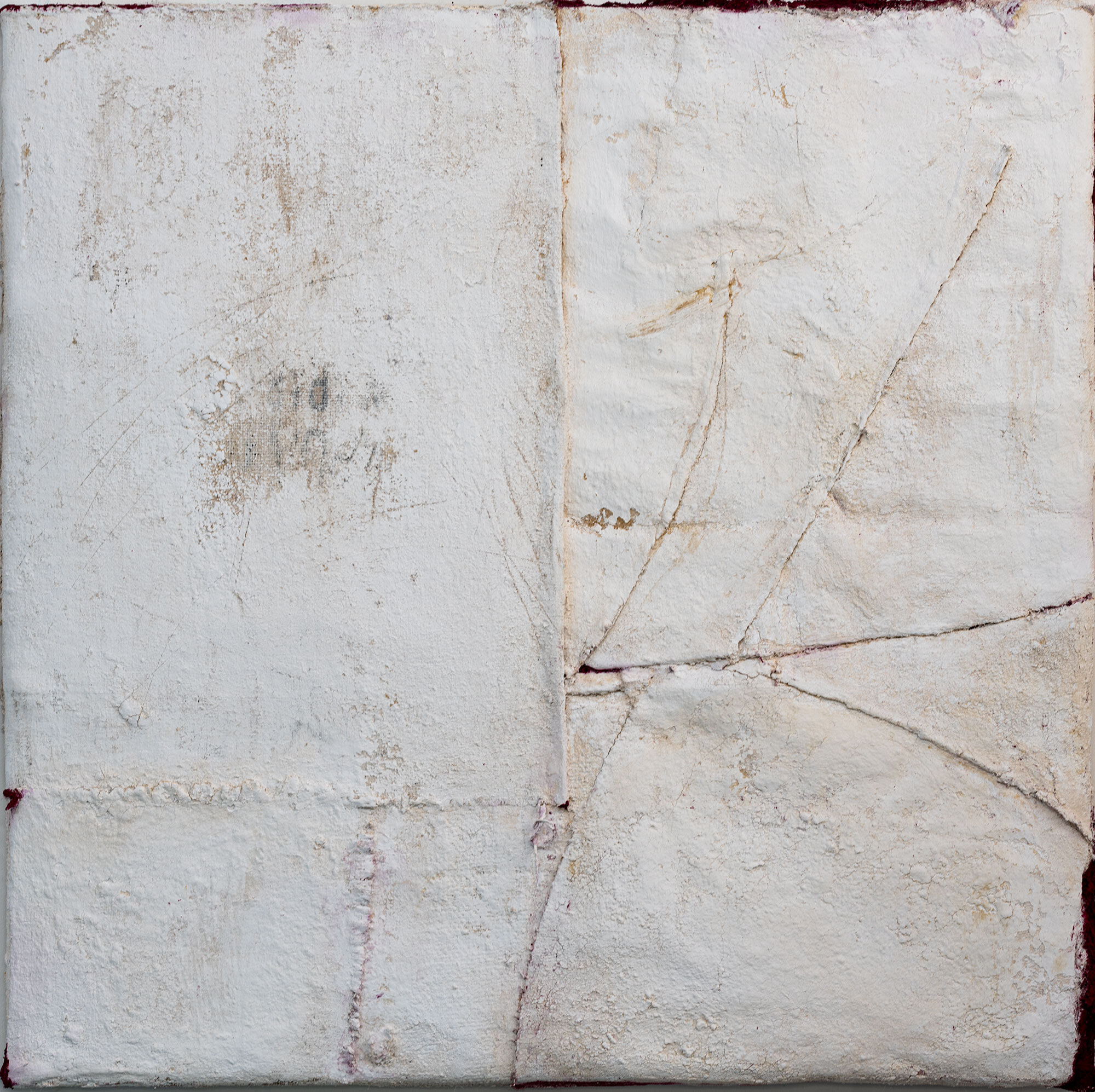 Anna-Caione-White-#49,-2018,-fabric,-pigment-_-mixed-media-on-canvas,-100cm x 100cm