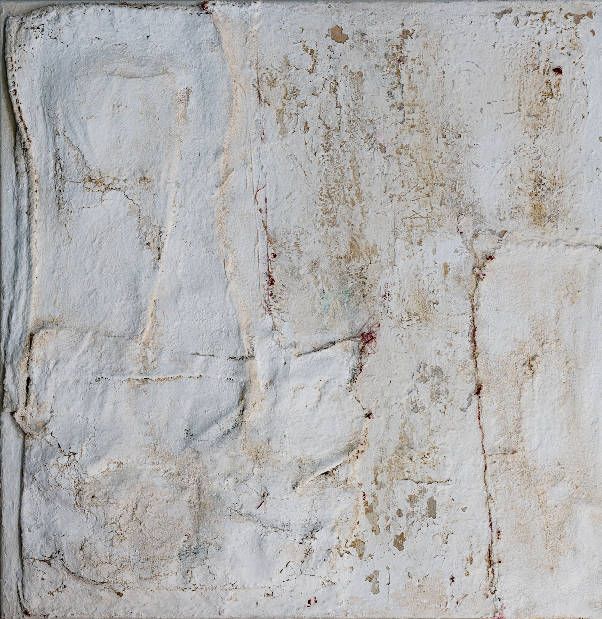 Anna-Caione-WHITE-#54,-2019,-fabric,-pigment-_-mixed-media-on-canvas,-100cm x 100cm