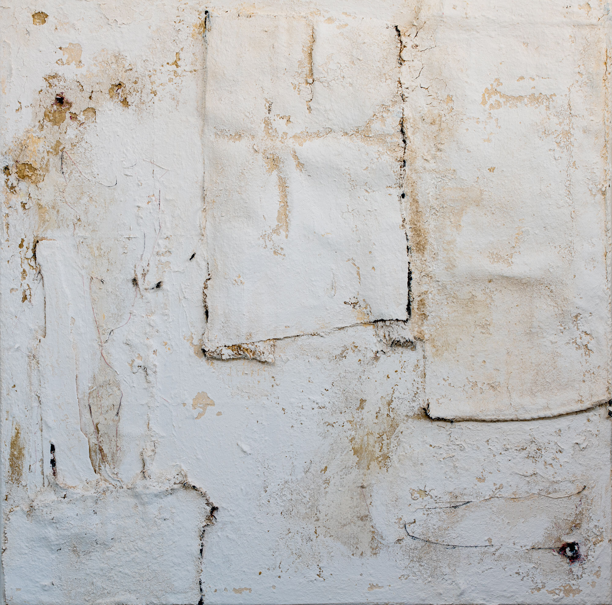 Anna-Caione-White-#83,-2018,-fabric,-pigment-&-mixed-media-on-canvas,-100cmx100cm