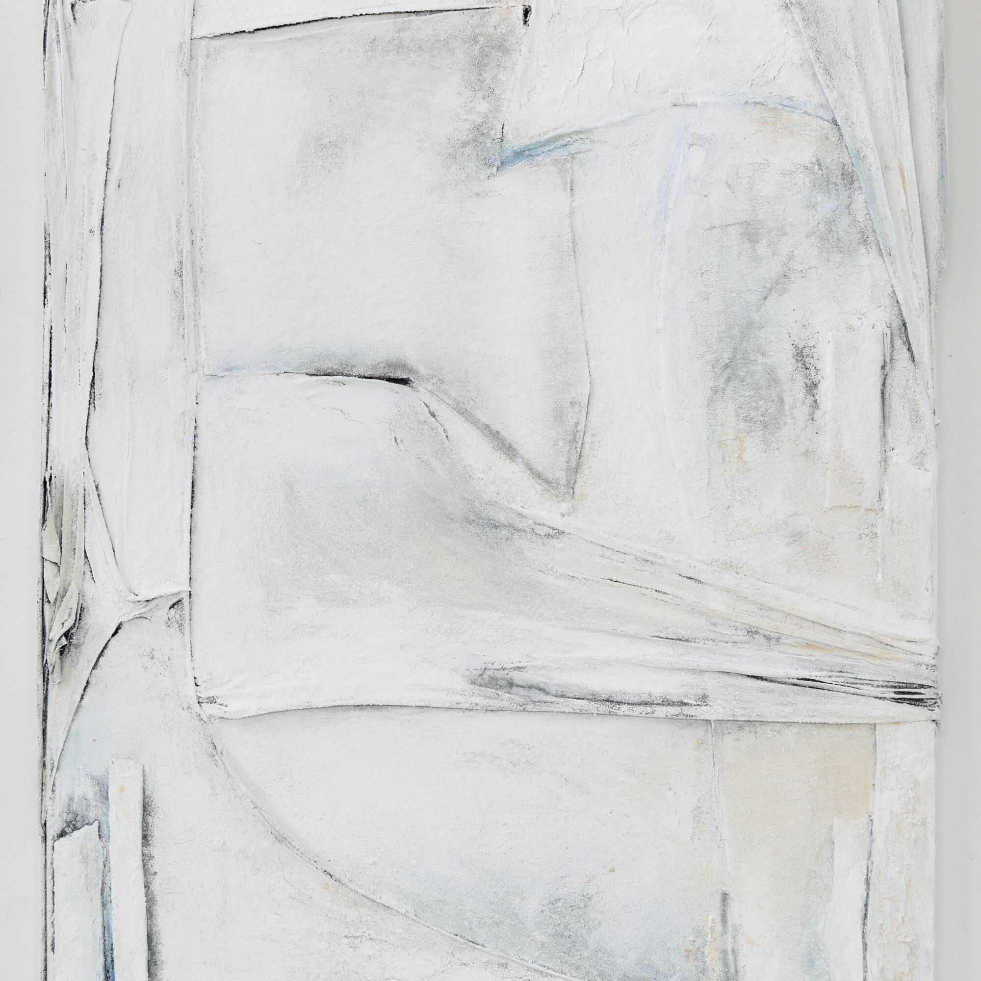 4.Anna Caione White On White II, 2018, fabric, pigment _ mixed media on canvas, 92cm x 51cm