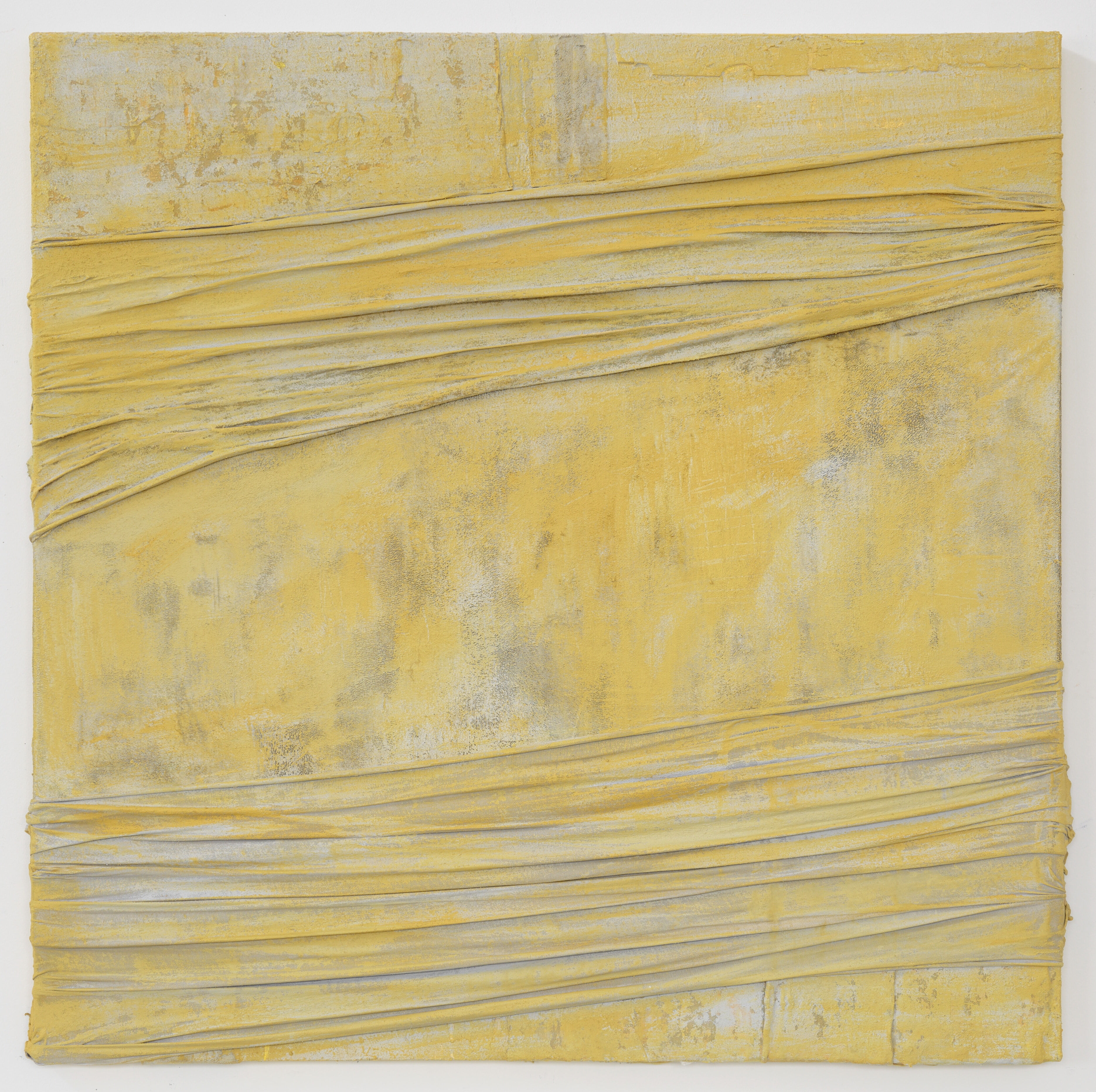 1.Anna Caione Yellow Pull & Wrap, 2018, Fabric & Mixed media on canvas, 100cmx100cm